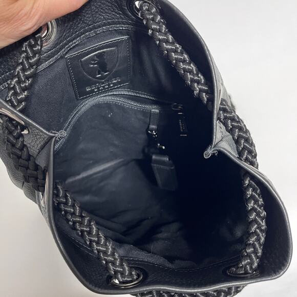 Berliner Bags Leather Backpack Gym Day Bag Black Drawstring - Picture 8 of 14